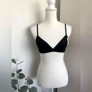 Aerie Black Triangle Lace Trim Bra Size Small